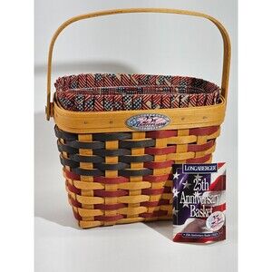 Longaberger 25th Anniversary Basket 17612 American Themed Handle‎ Storage Woven